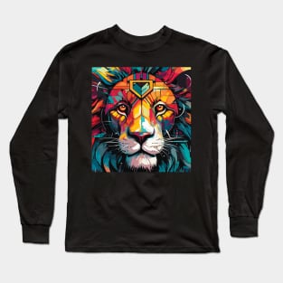 colorful Lion closeup Long Sleeve T-Shirt